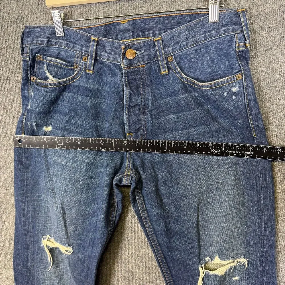 Hollister Mens Balboa Classic Straight Jeans 34x32 Distressed Ripped Button Fly